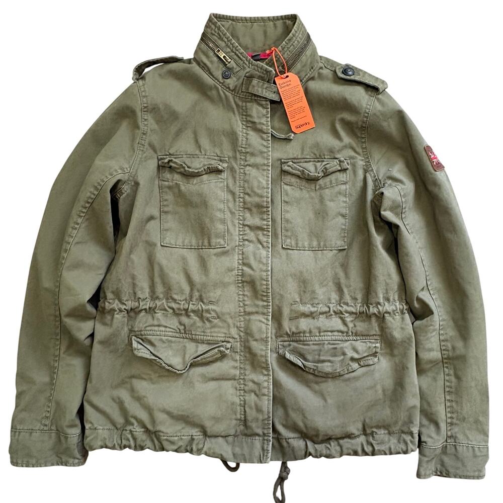 NWT Superdry Industrial Outerwear Women Jacket Military Styleโ Green Field Large